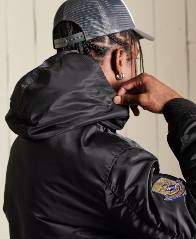 Superdry облекло N00H4673 черен мъже бомбър яке ma1 с качулка