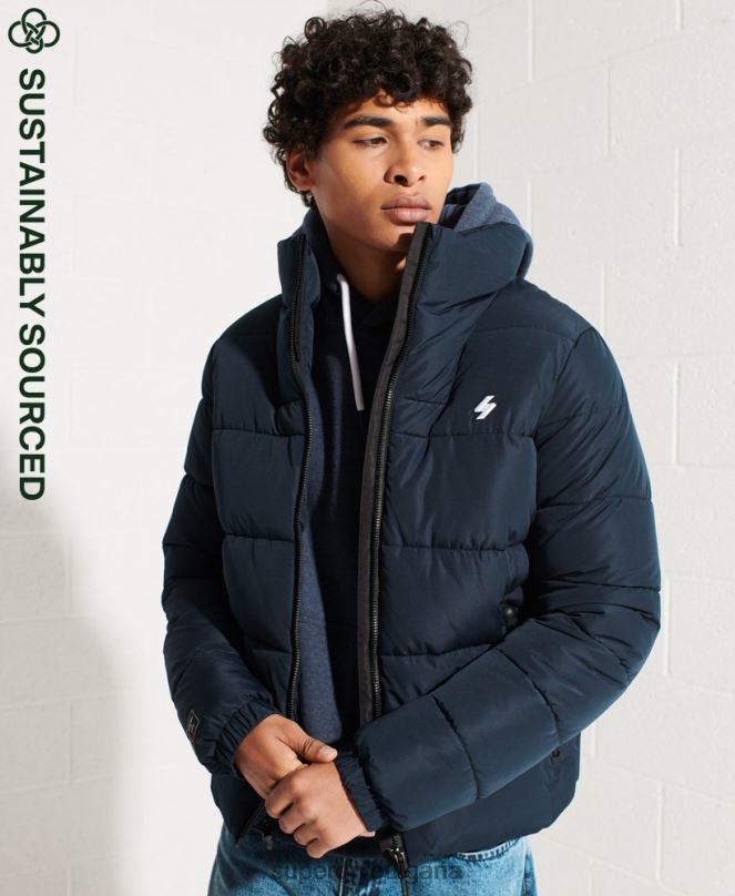 Superdry облекло N00H4676 военноморски флот мъже спортно пухено яке без качулка