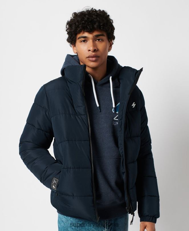 Superdry облекло N00H4676 военноморски флот мъже спортно пухено яке без качулка
