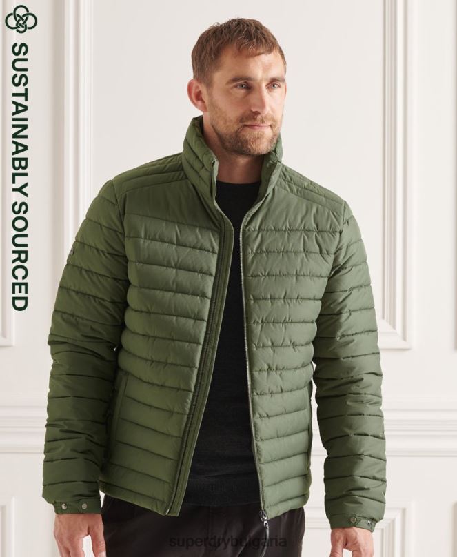Superdry облекло N00H4678 зелено мъже студия без качулка fuji яке