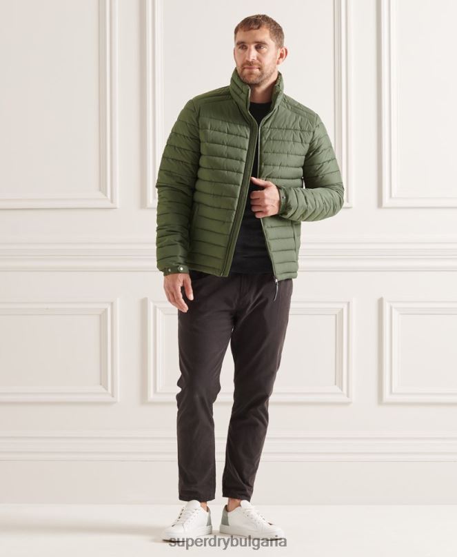 Superdry облекло N00H4678 зелено мъже студия без качулка fuji яке