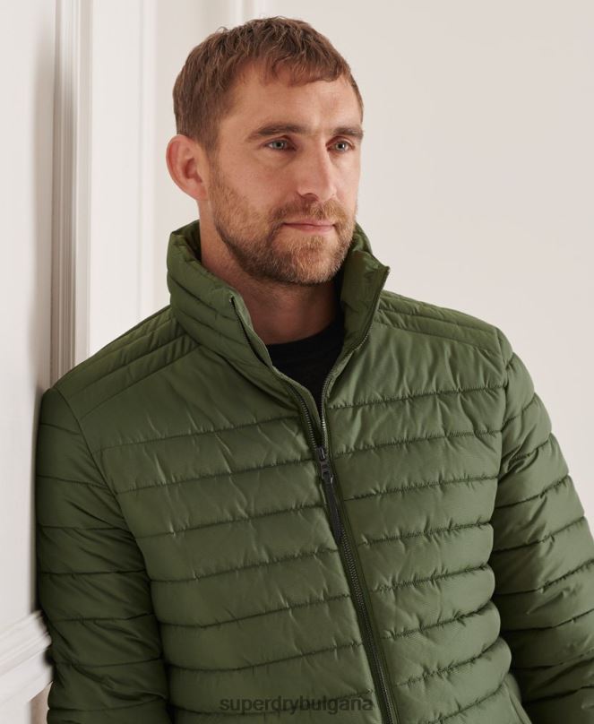 Superdry облекло N00H4678 зелено мъже студия без качулка fuji яке