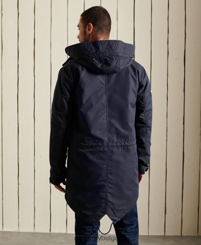 Superdry облекло N00H4680 син мъже военна парка с рибена опашка