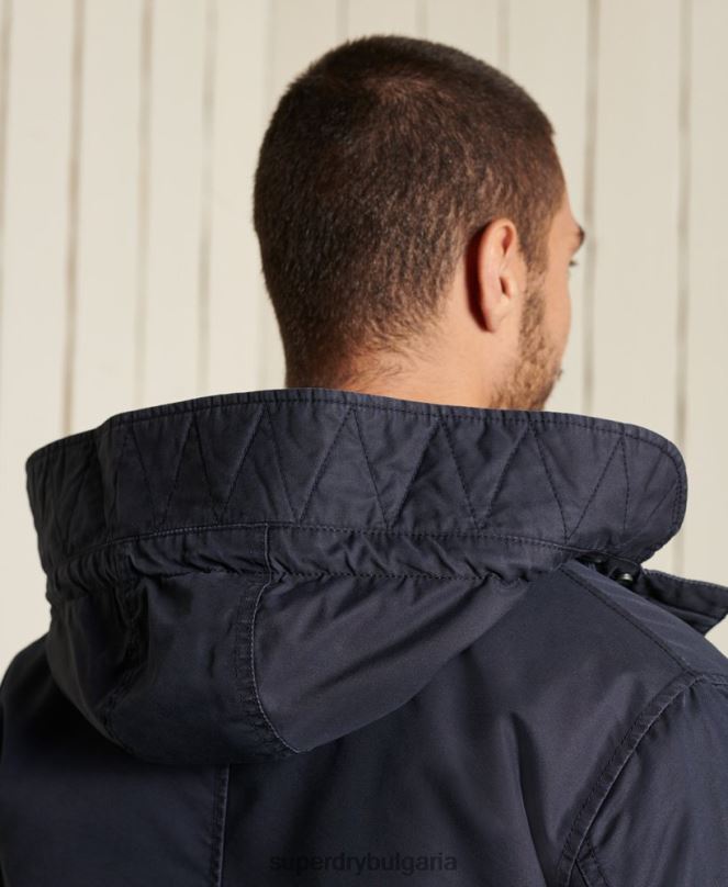 Superdry облекло N00H4680 син мъже военна парка с рибена опашка