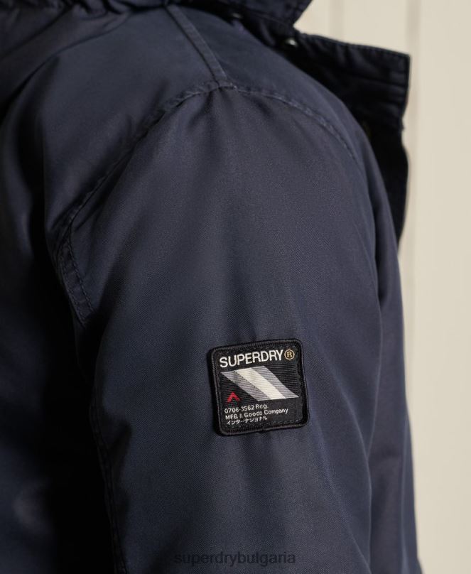 Superdry облекло N00H4680 син мъже военна парка с рибена опашка