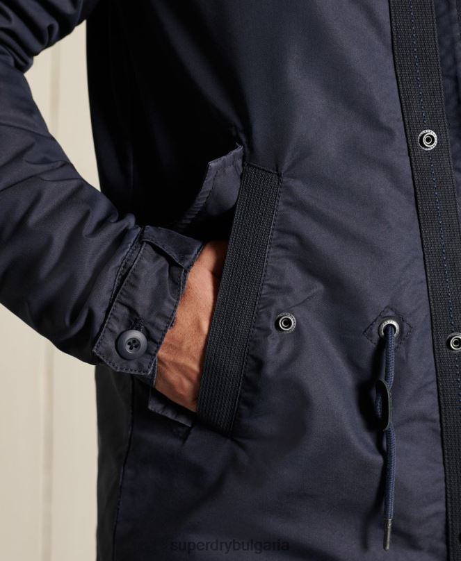 Superdry облекло N00H4680 син мъже военна парка с рибена опашка