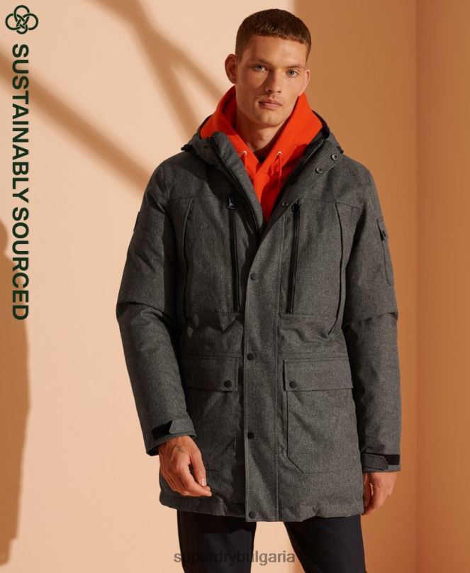 Superdry облекло N00H4681 сиво мъже водоустойчиво пухено яке
