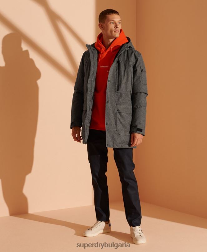 Superdry облекло N00H4681 сиво мъже водоустойчиво пухено яке