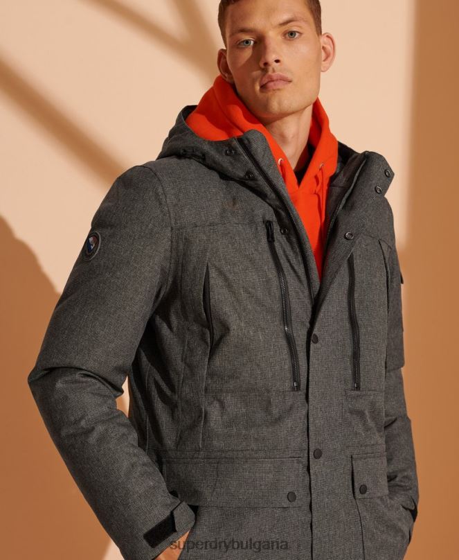 Superdry облекло N00H4681 сиво мъже водоустойчиво пухено яке