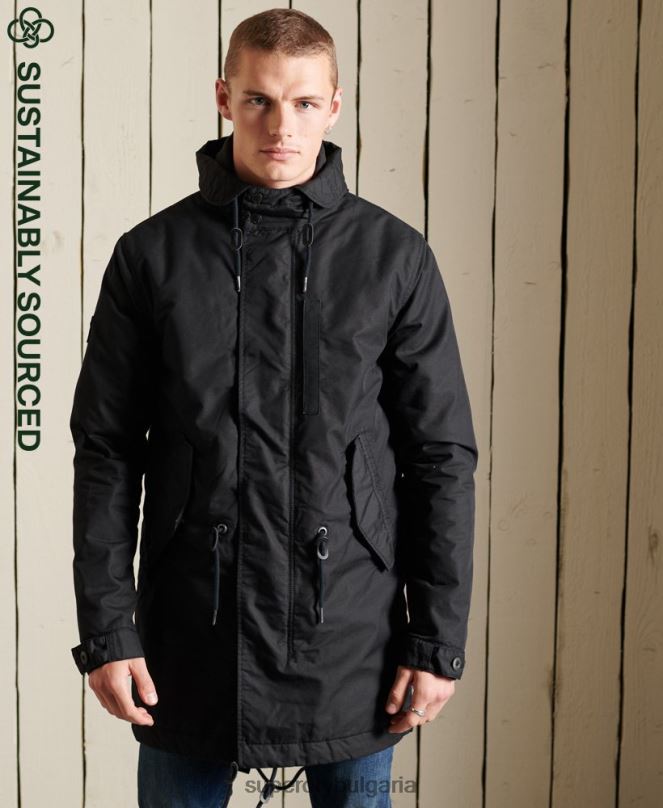 Superdry облекло N00H4687 тъмно сив мъже военна парка с рибена опашка