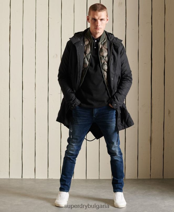 Superdry облекло N00H4687 тъмно сив мъже военна парка с рибена опашка