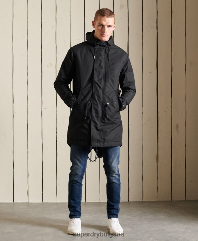 Superdry облекло N00H4687 тъмно сив мъже военна парка с рибена опашка