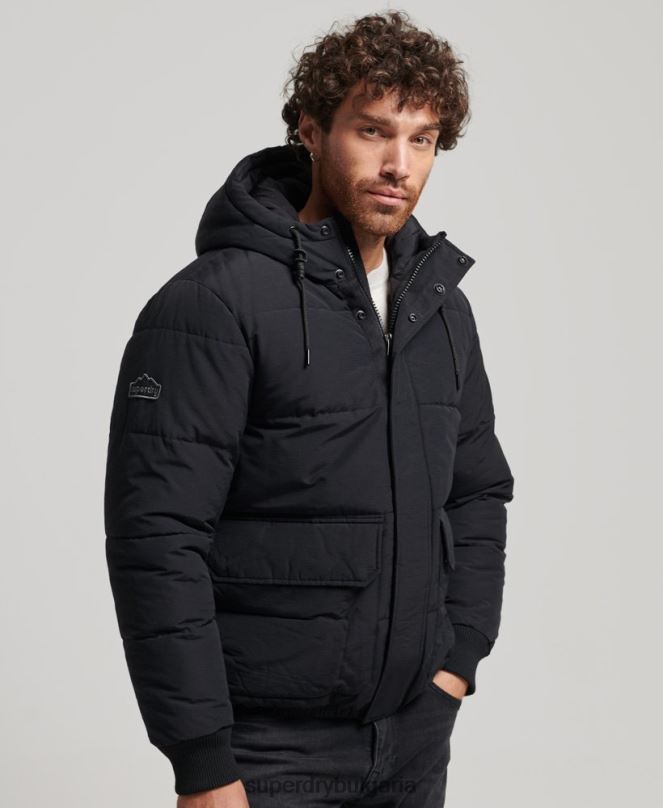 Superdry облекло N00H4696 тъмно сив мъже планинско пухено яке