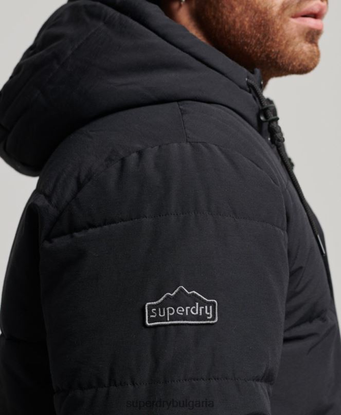 Superdry облекло N00H4696 тъмно сив мъже планинско пухено яке