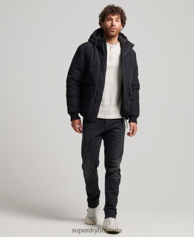 Superdry облекло N00H4696 тъмно сив мъже планинско пухено яке