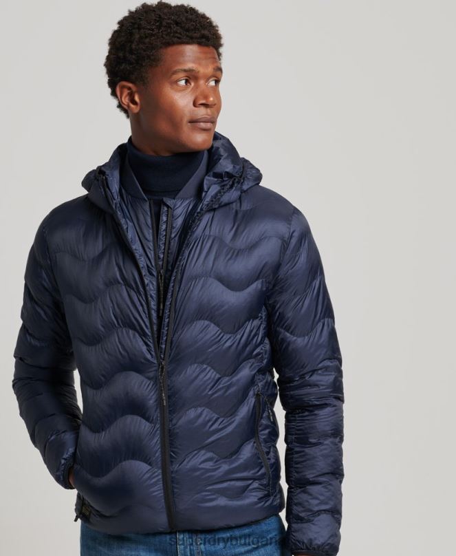 Superdry облекло N00H4699 военноморски флот мъже среднослойно яке с качулка