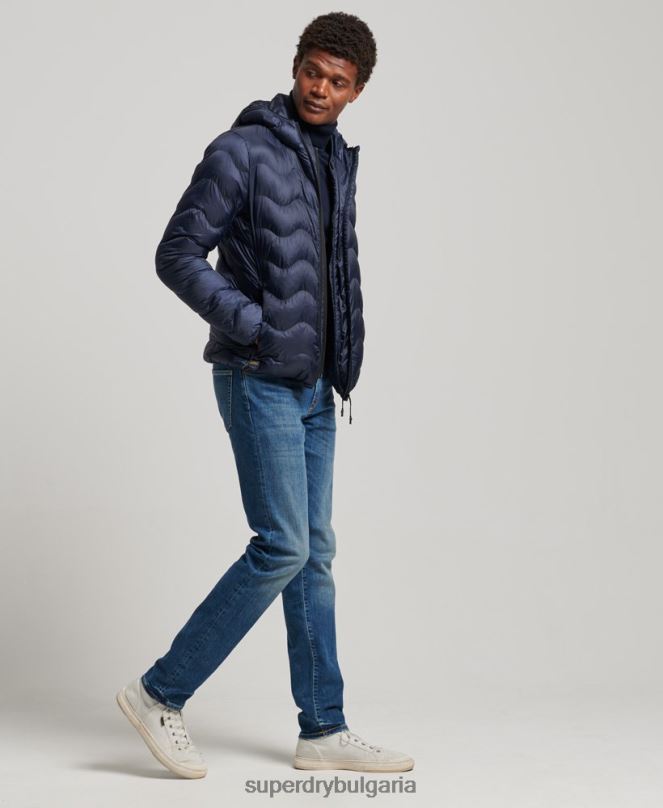 Superdry облекло N00H4699 военноморски флот мъже среднослойно яке с качулка