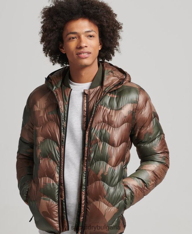 Superdry облекло N00H4700 зелено мъже среднослойно яке с качулка