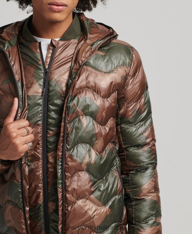 Superdry облекло N00H4700 зелено мъже среднослойно яке с качулка