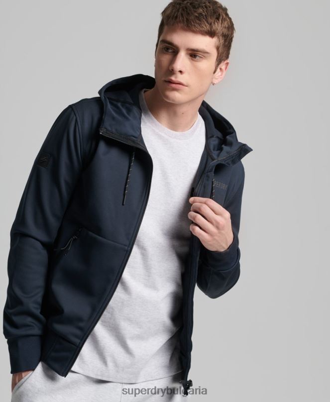 Superdry облекло N00H4705 военноморски флот мъже технологично спортно яке от софт шел