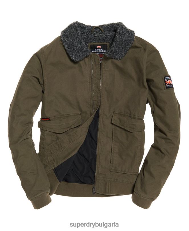Superdry облекло N00H4706 зелено мъже новобранец зимно авиаторско яке