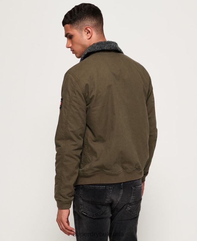 Superdry облекло N00H4706 зелено мъже новобранец зимно авиаторско яке