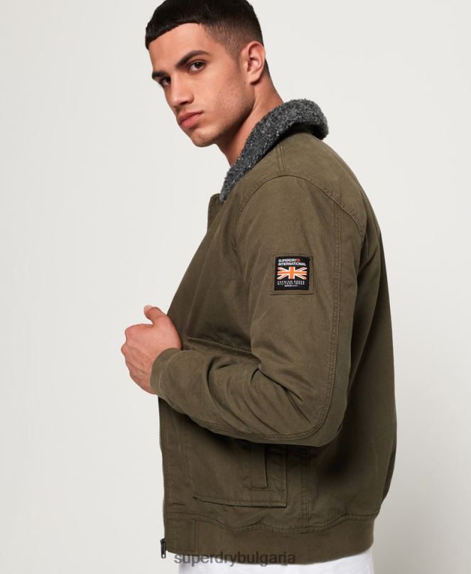 Superdry облекло N00H4706 зелено мъже новобранец зимно авиаторско яке