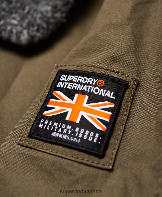 Superdry облекло N00H4706 зелено мъже новобранец зимно авиаторско яке