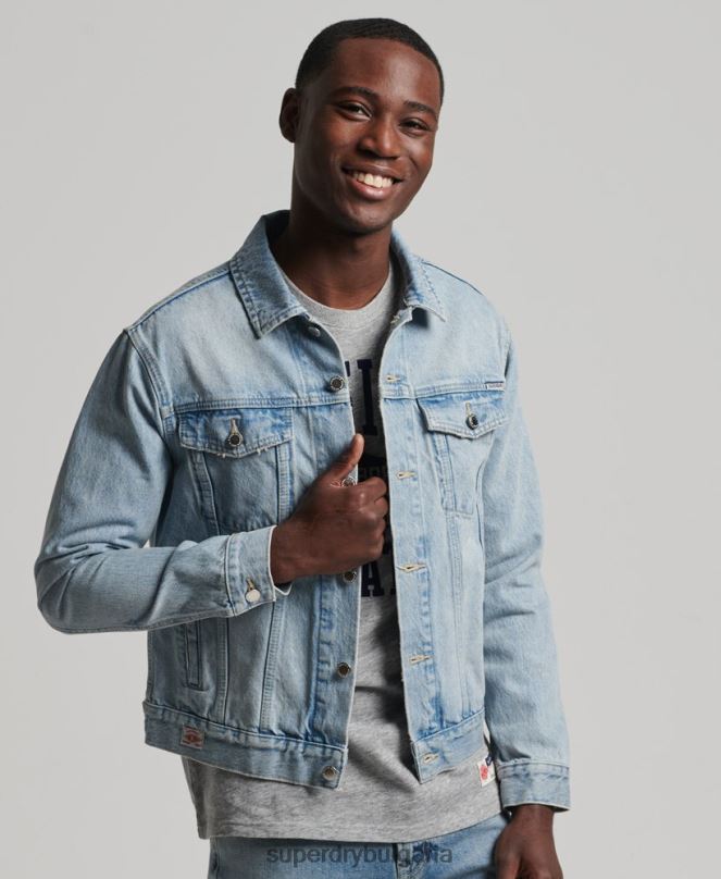 Superdry облекло N00H4707 светло синьо мъже яке за шофьор на камион