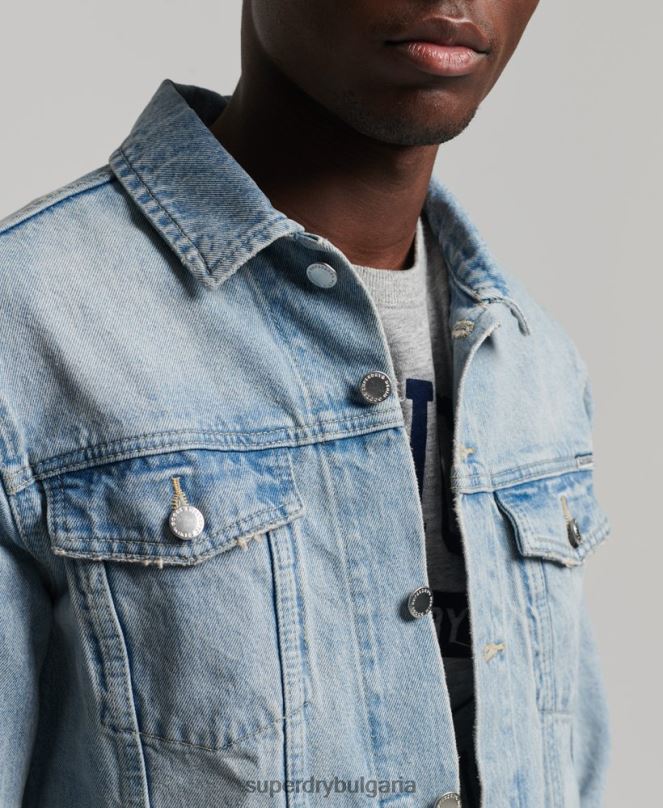Superdry облекло N00H4707 светло синьо мъже яке за шофьор на камион