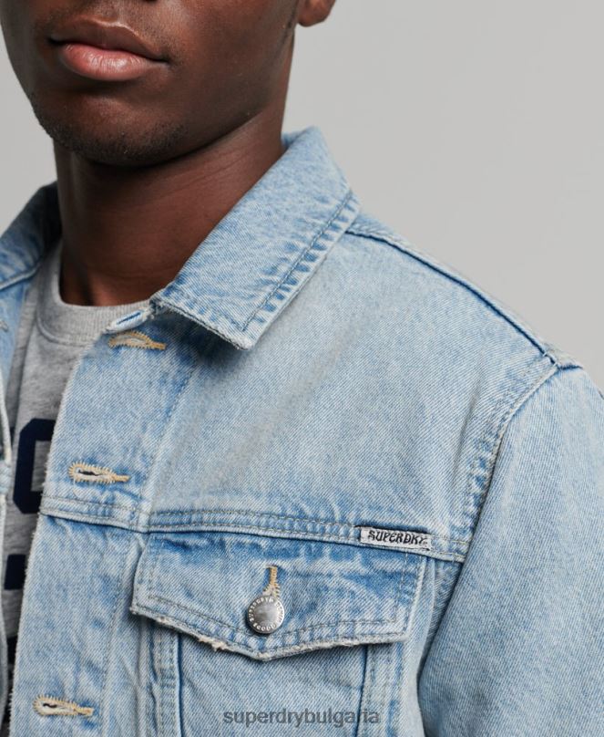 Superdry облекло N00H4707 светло синьо мъже яке за шофьор на камион
