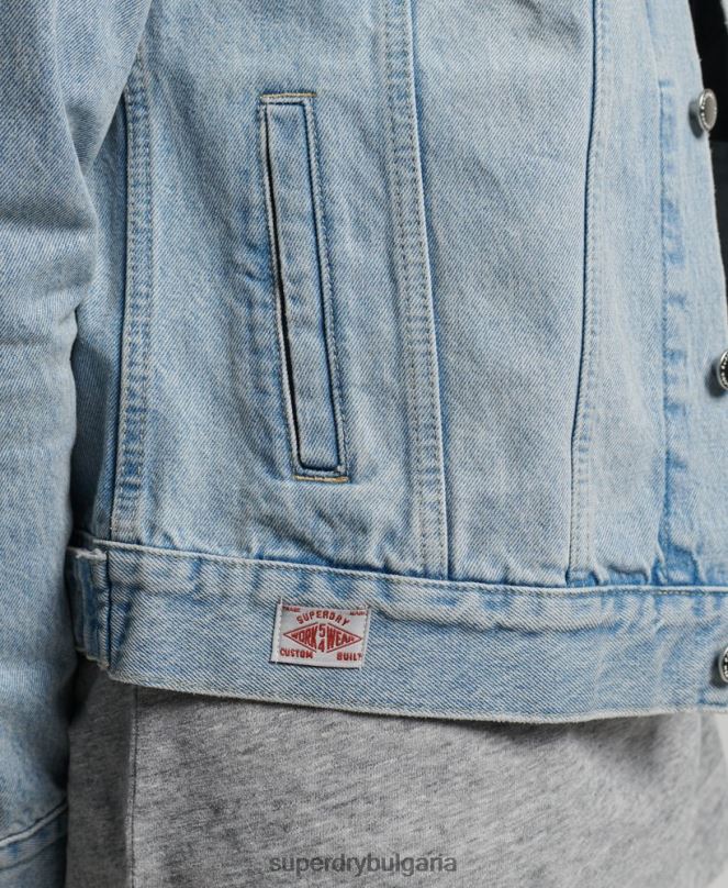 Superdry облекло N00H4707 светло синьо мъже яке за шофьор на камион
