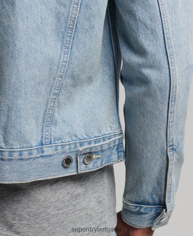 Superdry облекло N00H4707 светло синьо мъже яке за шофьор на камион