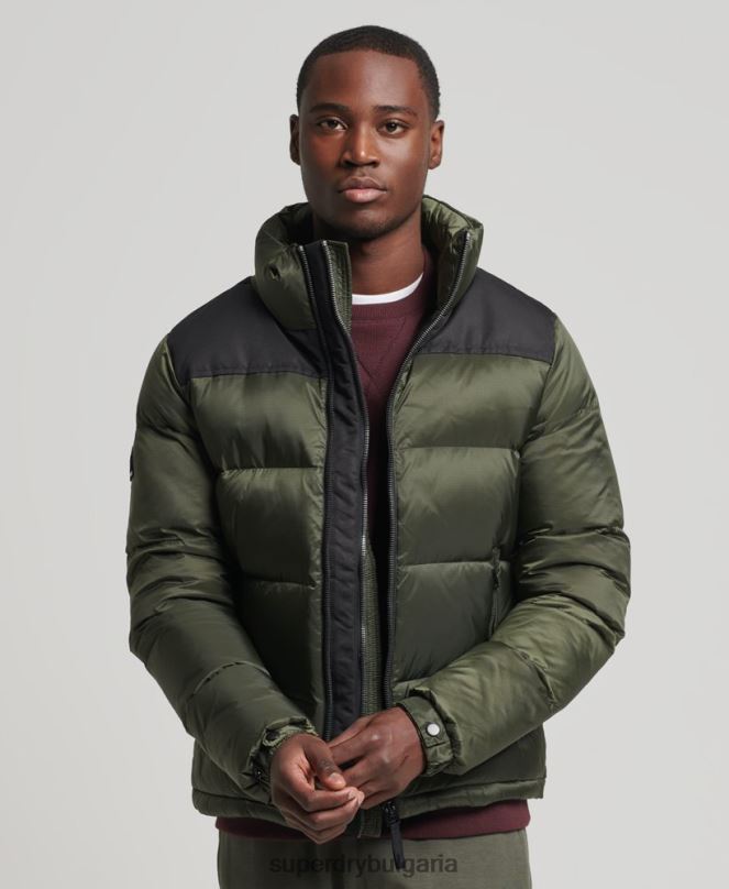 Superdry облекло N00H4711 зелено мъже пухено яке със спортен код