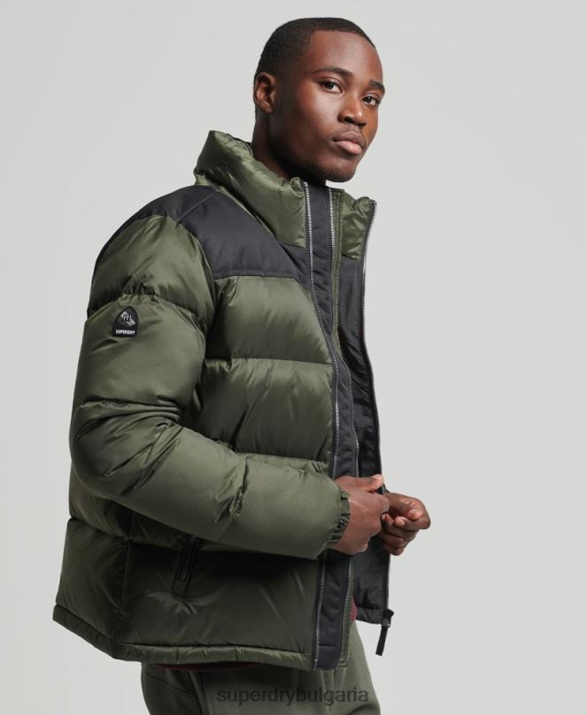 Superdry облекло N00H4711 зелено мъже пухено яке със спортен код