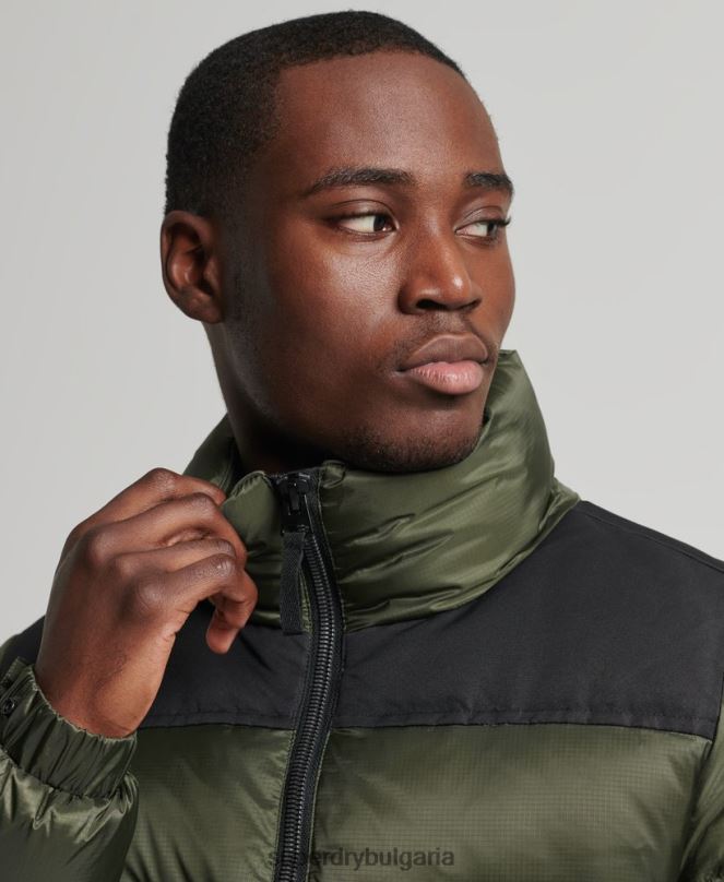 Superdry облекло N00H4711 зелено мъже пухено яке със спортен код