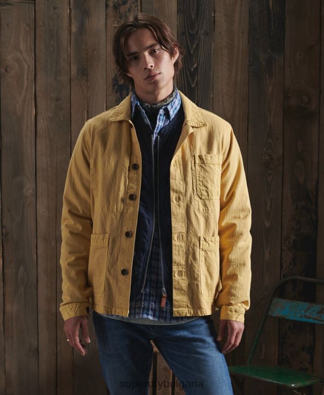 Superdry облекло N00H4714 жълто мъже ограничено издание сухо артистично яке