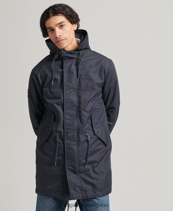 Superdry облекло N00H4715 син мъже винтидж военно яке тип парка