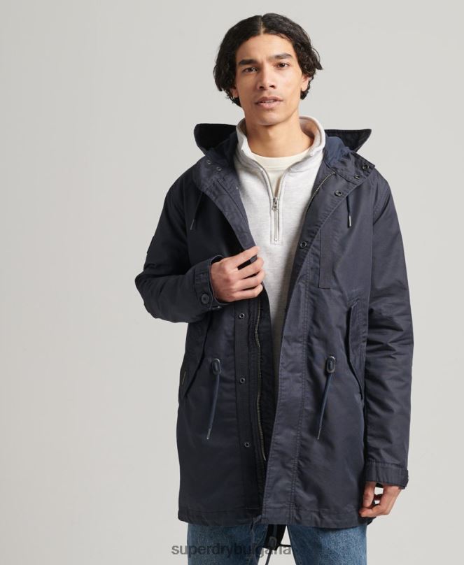 Superdry облекло N00H4715 син мъже винтидж военно яке тип парка