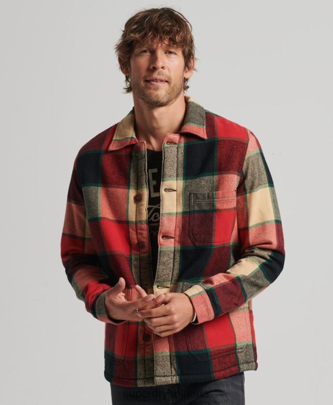 Superdry облекло N00H4716 червен мъже полезна проверка върху риза