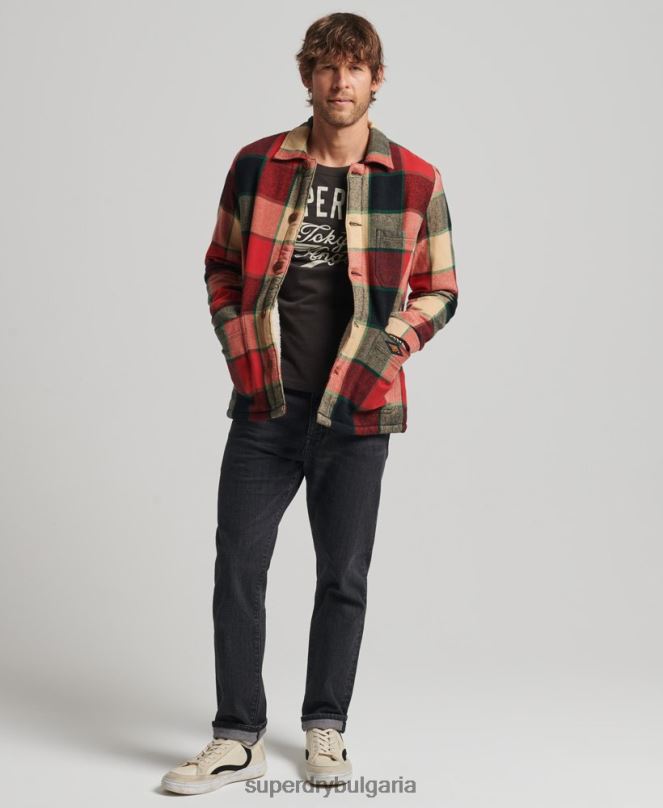 Superdry облекло N00H4716 червен мъже полезна проверка върху риза