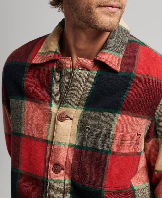 Superdry облекло N00H4716 червен мъже полезна проверка върху риза