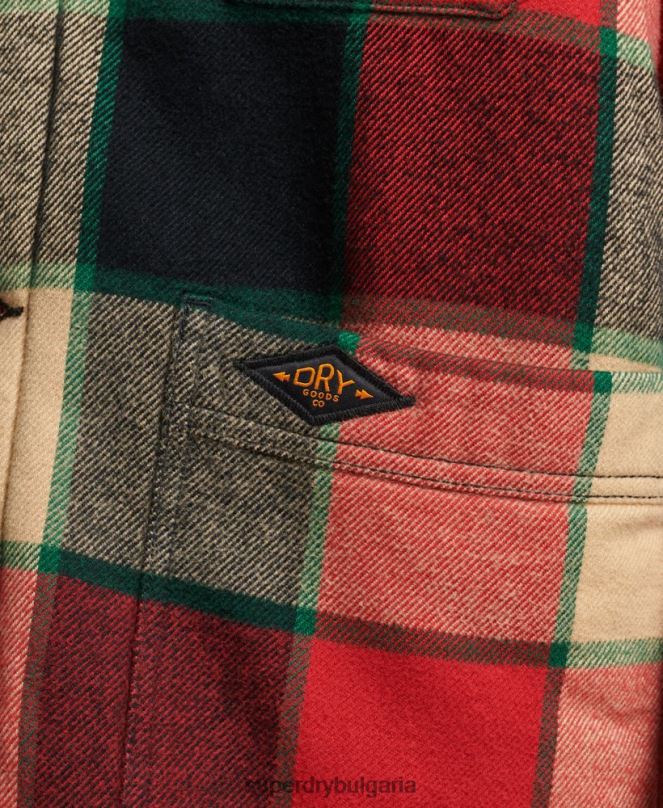 Superdry облекло N00H4716 червен мъже полезна проверка върху риза