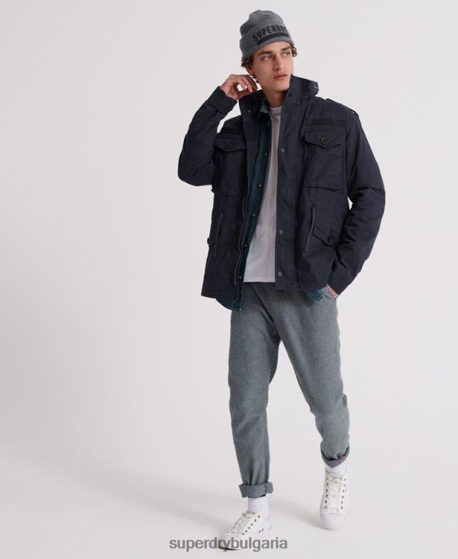 Superdry облекло N00H4719 военноморски флот мъже полево яке за новобранец