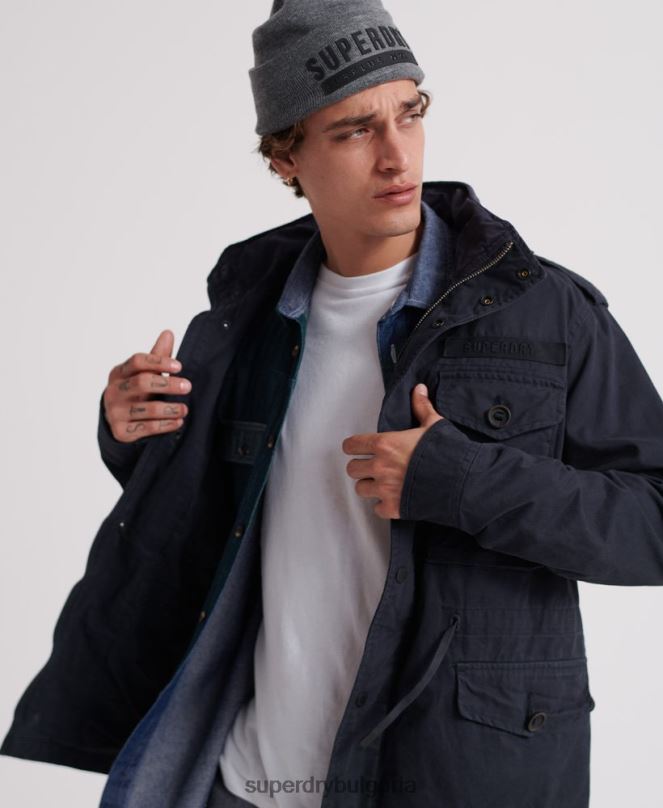 Superdry облекло N00H4719 военноморски флот мъже полево яке за новобранец