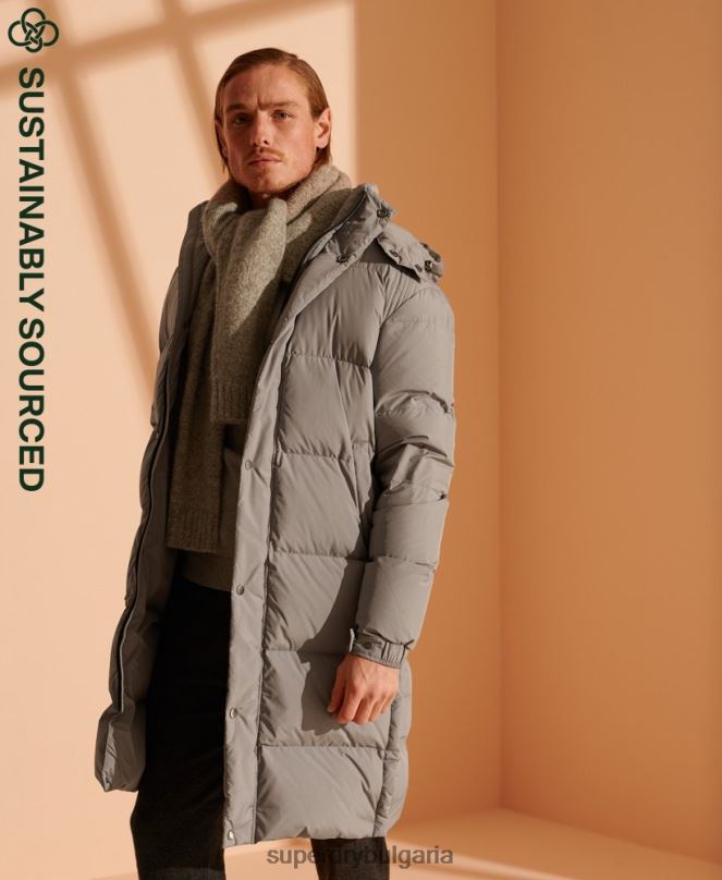 Superdry облекло N00H4720 светло сив мъже ограничено издание рециклирано пухено яке
