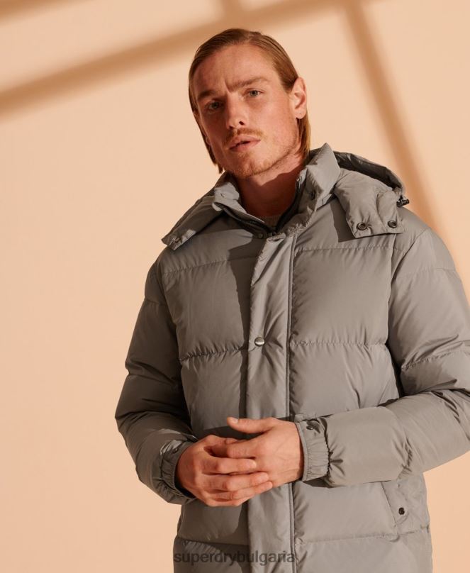Superdry облекло N00H4720 светло сив мъже ограничено издание рециклирано пухено яке