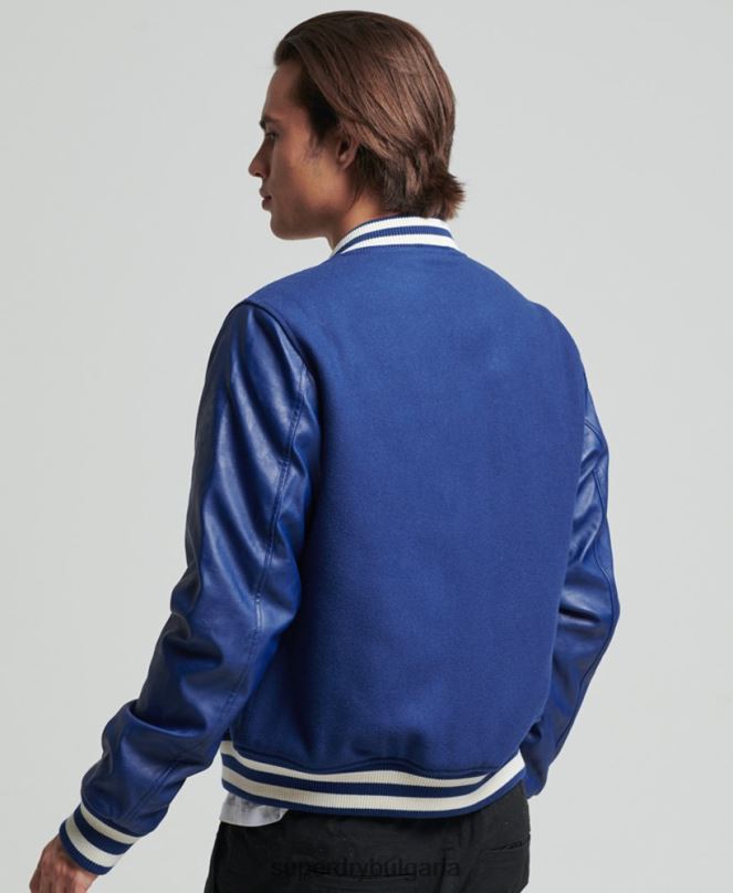 Superdry облекло N00H4721 син мъже ретро университетско бомбър яке