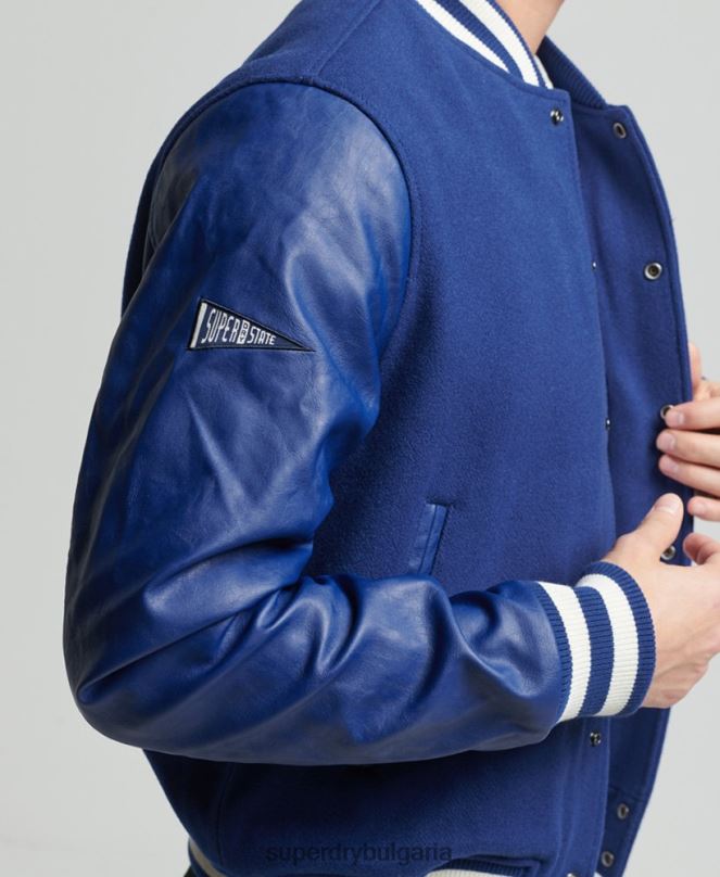 Superdry облекло N00H4721 син мъже ретро университетско бомбър яке