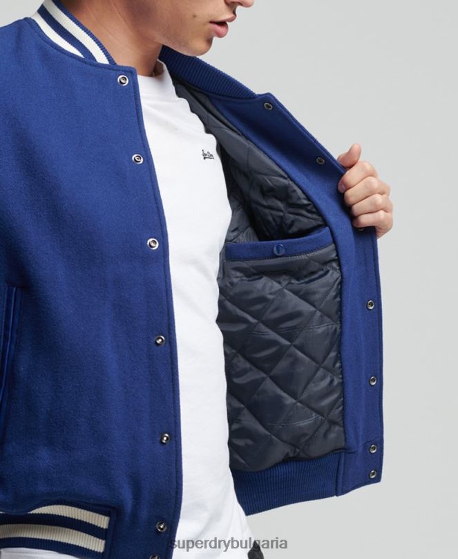 Superdry облекло N00H4721 син мъже ретро университетско бомбър яке